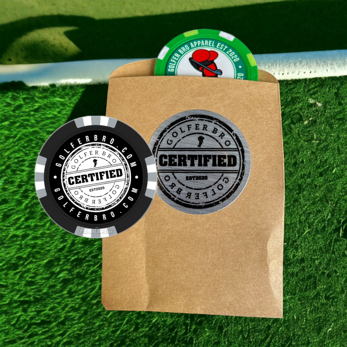 Golfer Bro Clay Poker Chip Ball Marker (2 Pack)