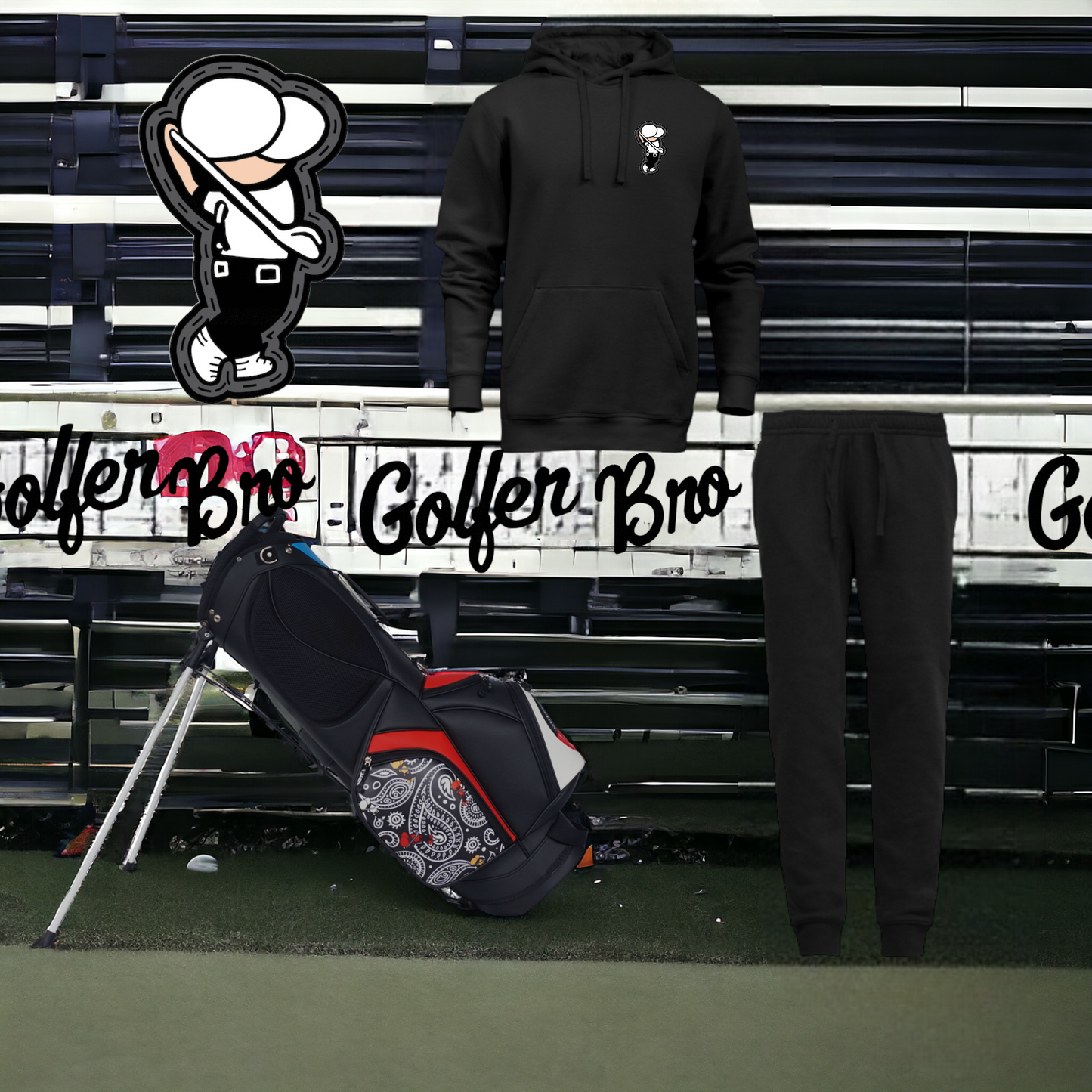 Golfer Bro "El Golf Playa Patch" Men's Hoodie and Tapered Pant Suit