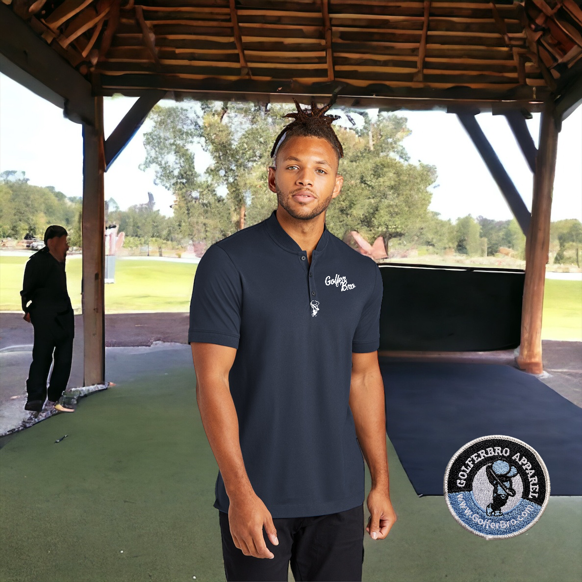 Golfer Bro Silicon Logo Collarless Polo GolferBro